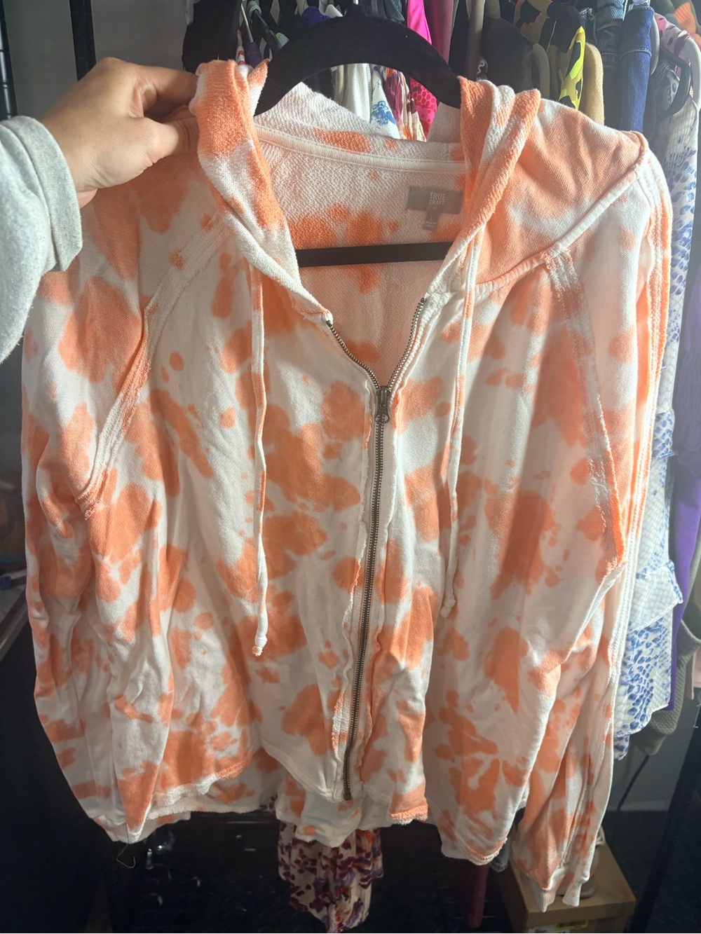 True Craft Orange and White Tie-Dye Zip Hoodie